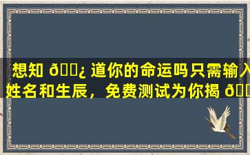 想知 🌿 道你的命运吗只需输入姓名和生辰，免费测试为你揭 🕸 晓！